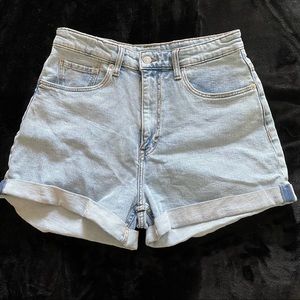 H&M ultra high rise denim mom shorts